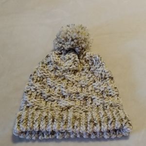 Hand-knit checkerboard beanie